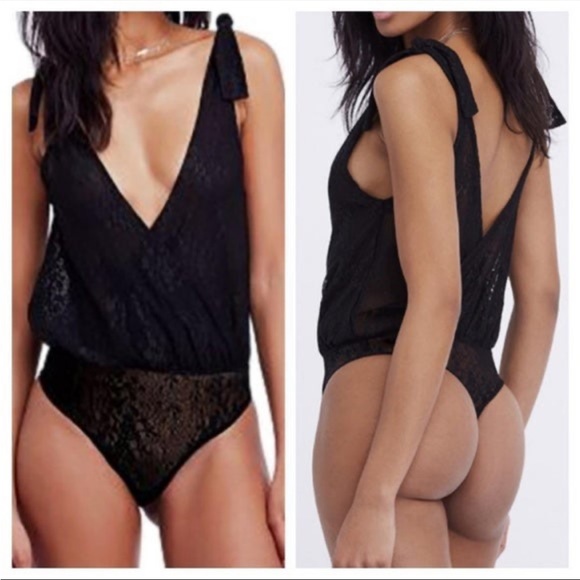 Free People Lace All Day Plunging Bodysuit - Picture 2 of 5